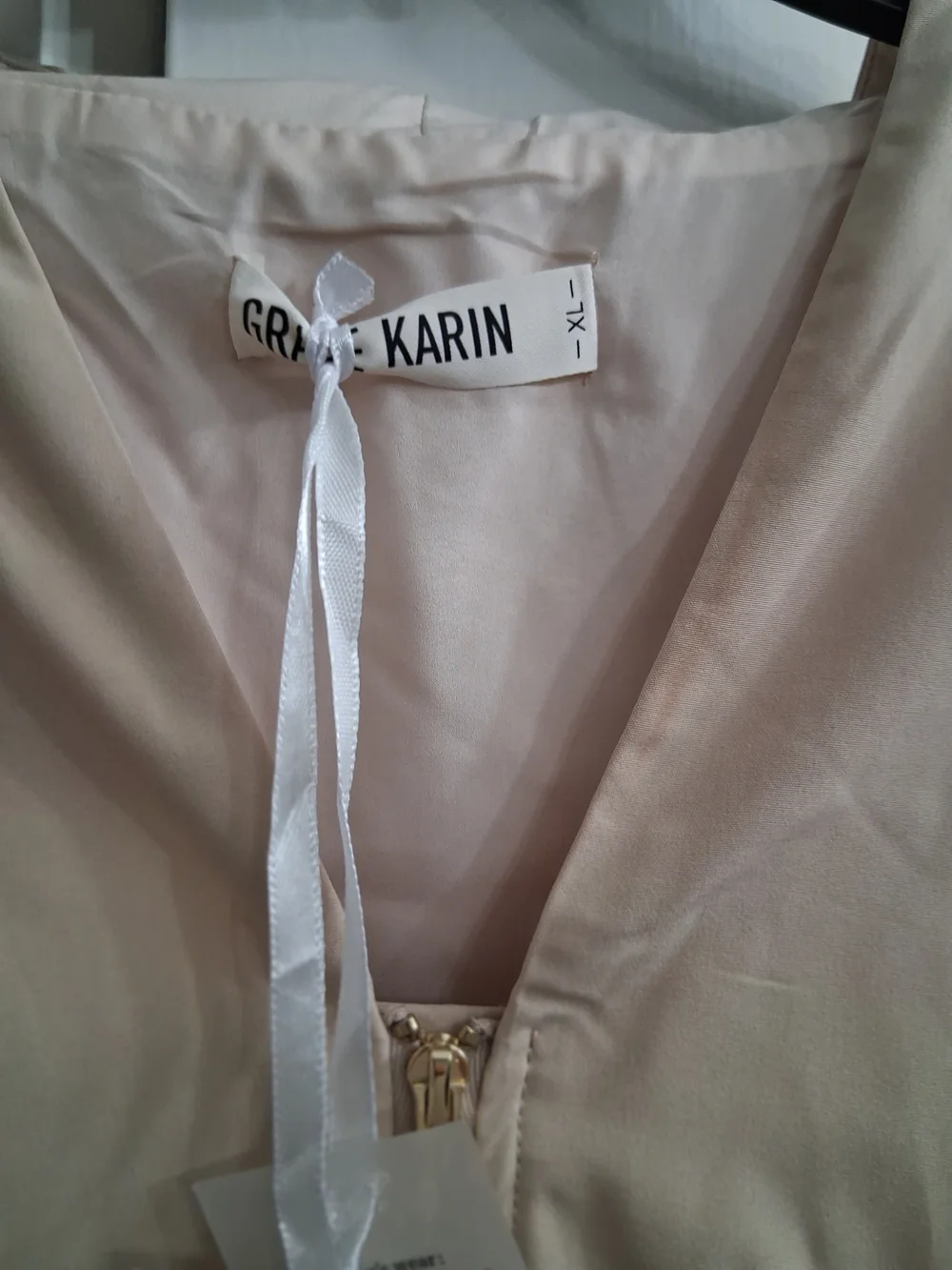 Grace Karin Cream Midi Dress with Smocked Waist - Picture 3 of 4
